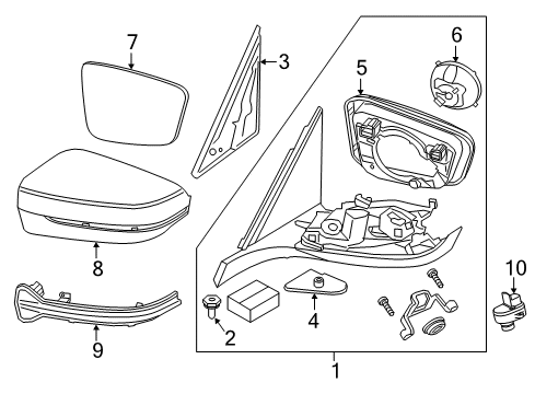 2023 BMW 540i xDrive Outside Mirrors Diagram