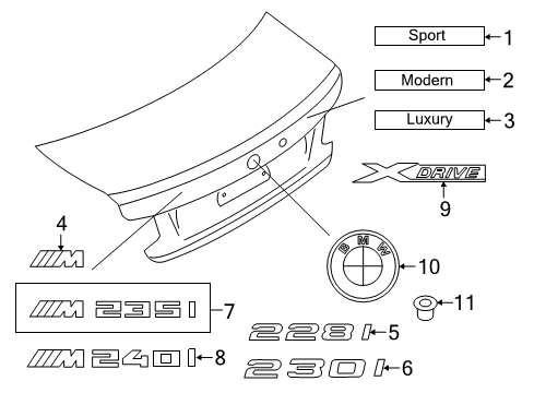 2021 BMW 230i Exterior Trim - Trunk Diagram 1