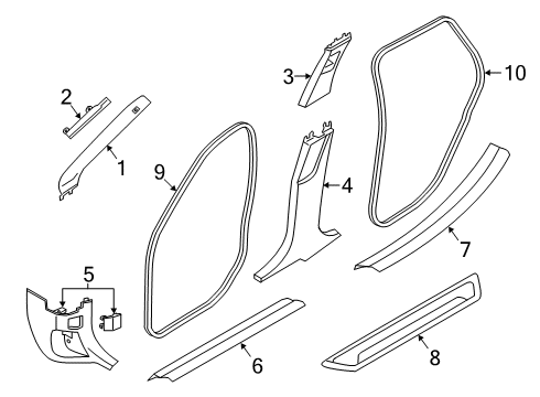 2023 BMW X2 Interior Trim - Pillars Diagram