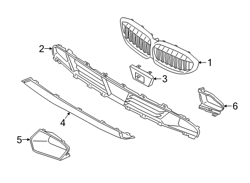 2021 BMW 330e xDrive Grille & Components Diagram 1