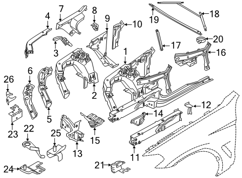 2023 BMW X4 Structural Components & Rails Diagram