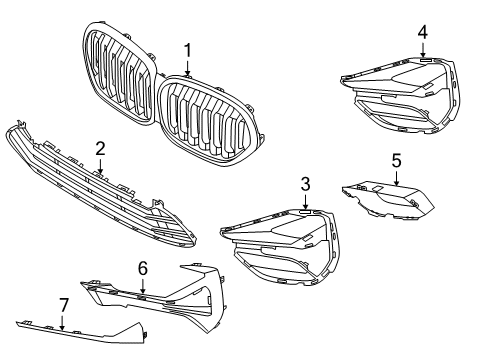 2021 BMW X1 Grille & Components Diagram 2