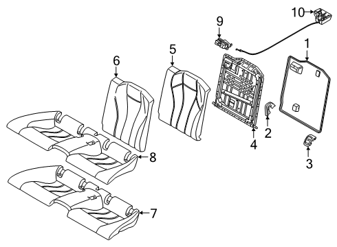 2022 BMW M8 Rear Seat Components Diagram