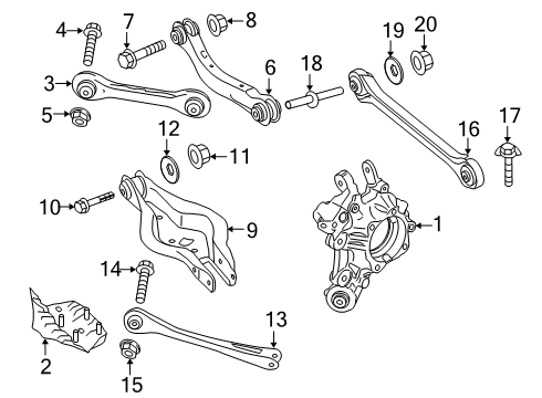 2021 BMW 330e xDrive Rear Suspension Components, Lower Control Arm, Upper Control Arm, Ride Control, Stabilizer Bar Diagram 1