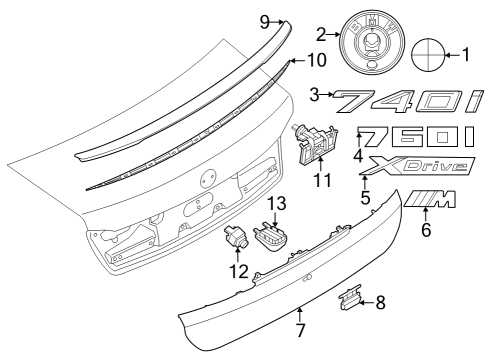 2024 BMW 750e xDrive Exterior Trim - Trunk Diagram