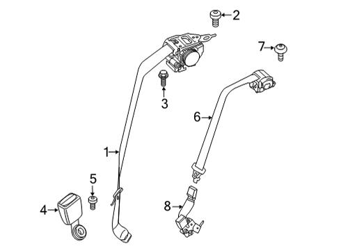 2022 BMW 840i Gran Coupe Rear Seat Belts Diagram