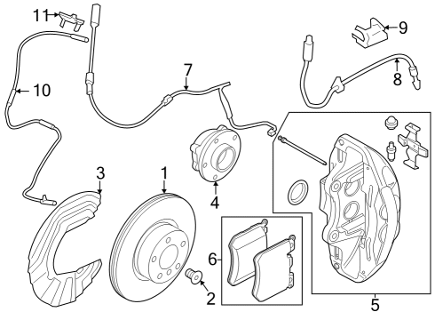 2021 BMW M440i xDrive Brake Components Diagram 1