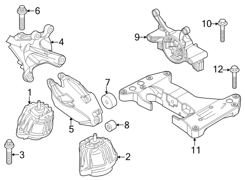 2024 BMW M440i Gran Coupe Engine & Trans Mounting Diagram