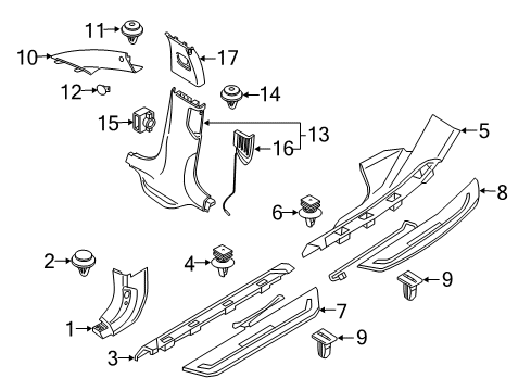 2021 BMW 530e Interior Trim - Pillars Diagram