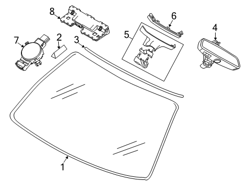 2022 BMW M5 Glass - Windshield Diagram