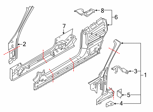 2021 BMW 230i Hinge Pillar, Rocker Diagram