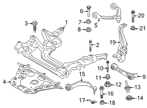 2021 BMW 750i xDrive Front Suspension, Lower Control Arm, Upper Control Arm, Ride Control, Stabilizer Bar, Suspension Components Diagram 1