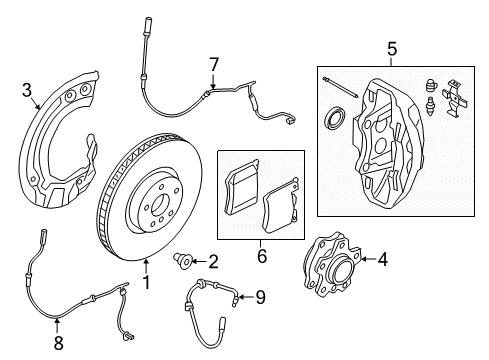 2023 BMW 540i xDrive Front Brakes Diagram 1