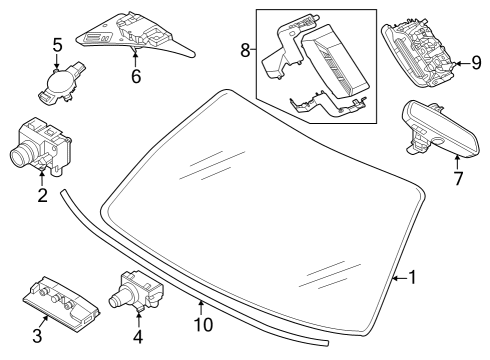 2023 BMW i7 Glass - Windshield Diagram
