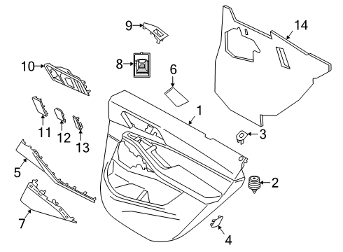 2024 BMW X5 M REAR DOOR TRIM PANEL LEFT Diagram for 51425A83151