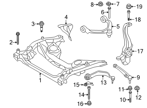 2022 BMW 740i Front Suspension, Lower Control Arm, Upper Control Arm, Ride Control, Stabilizer Bar, Suspension Components Diagram 2