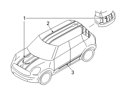 Set, Side Stripes, White Diagram for 51142184350