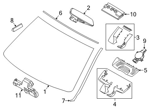 2021 BMW X5 M Glass - Windshield Diagram