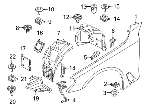 2023 BMW 540i xDrive Fender & Components Diagram