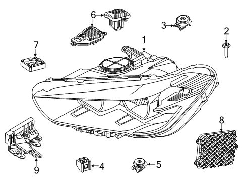 2022 BMW X1 Headlamp Components Diagram 1