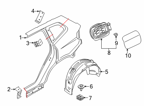 2022 BMW X3 Quarter Panel & Components Diagram