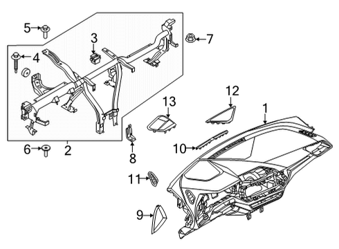 2022 BMW 228i Gran Coupe Cluster & Switches, Instrument Panel Diagram 2