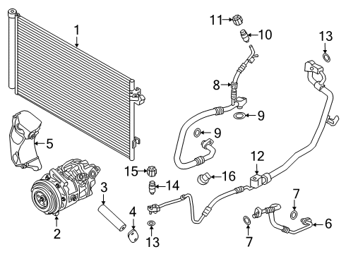 2022 BMW M550i xDrive A/C Condenser, Compressor & Lines Diagram