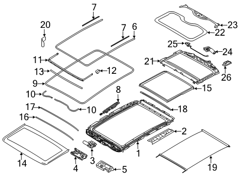 2019 BMW X7 SEAL, GLASS ROOF, FRONT Diagram for 54105B32973