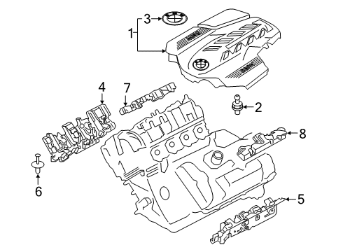 2022 BMW M550i xDrive Engine Appearance Cover Diagram