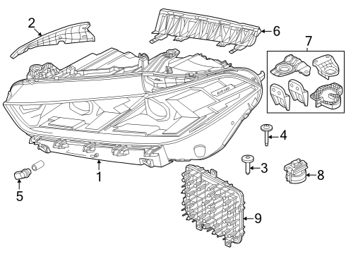 2024 BMW X5 M HOLDER HEADLIGHT LEFT Diagram for 63115A78395