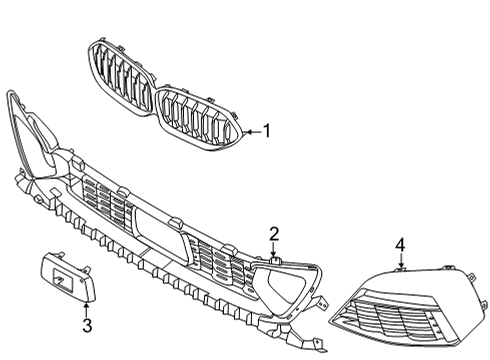 2022 BMW 228i Gran Coupe Grille & Components Diagram 1