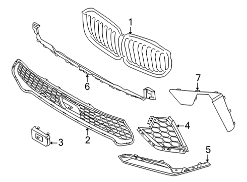 2021 BMW X5 M Grille & Components Diagram 1