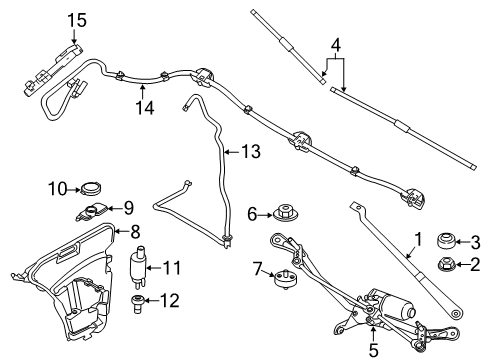 2022 BMW 530e Wiper & Washer Components Diagram