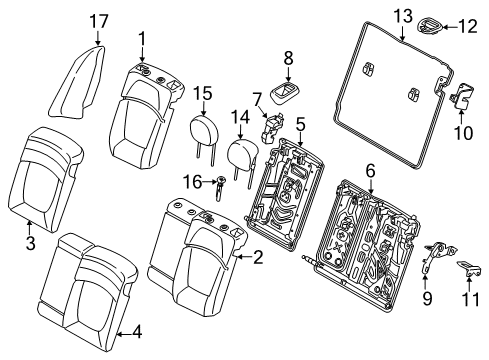 FOLDING HEAD RESTR., LEATHER Diagram for 52207939733