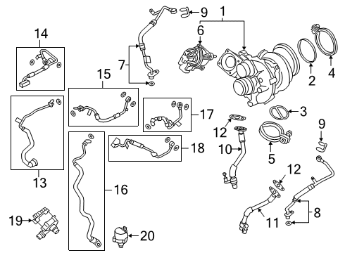 2021 BMW 750i xDrive Turbocharger & Components Diagram 2