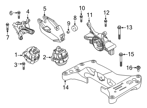 2021 BMW M340i Engine & Trans Mounting Diagram