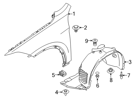 2023 BMW X2 Fender & Components Diagram