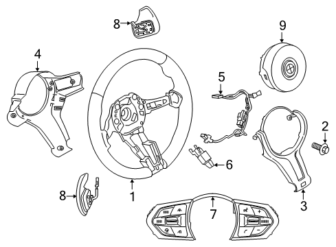 2021 BMW 230i Steering Wheel & Trim Diagram 1