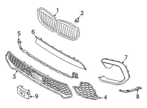 2021 BMW X6 M Grille & Components Diagram 2