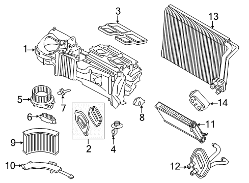 2021 BMW 230i A/C Evaporator & Heater Components Diagram