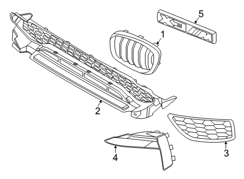 2021 BMW X3 M Grille & Components Diagram 2