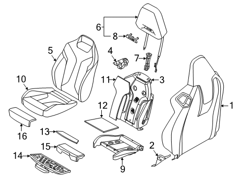 2023 BMW M8 Coupe & Convertible Front Seat Components Diagram 2