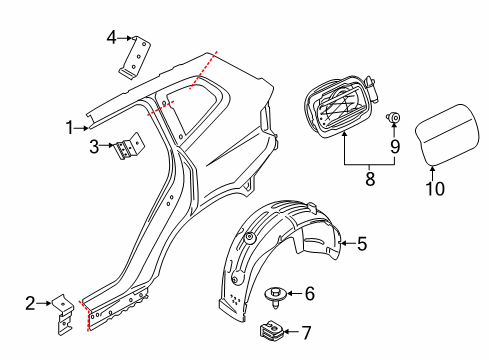 2023 BMW X4 M Quarter Panel & Components Diagram