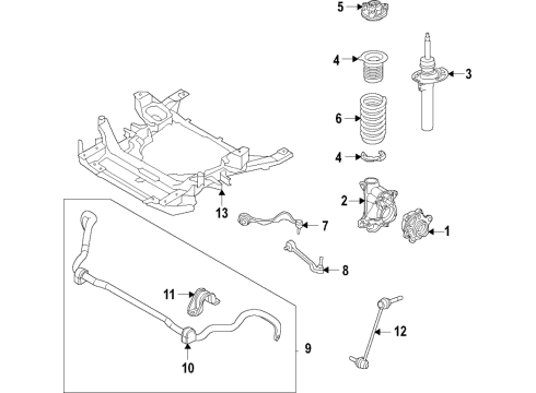 2021 BMW M3 CARRIER, LEFT Diagram for 31208095663