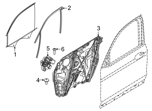 2022 BMW X4 Front Door Glass & Hardware Diagram 1