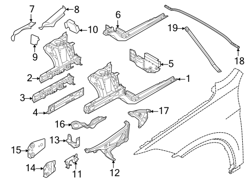 2023 BMW X1 BRACKET, SIDE PANEL, TOP RIG Diagram for 41009634688