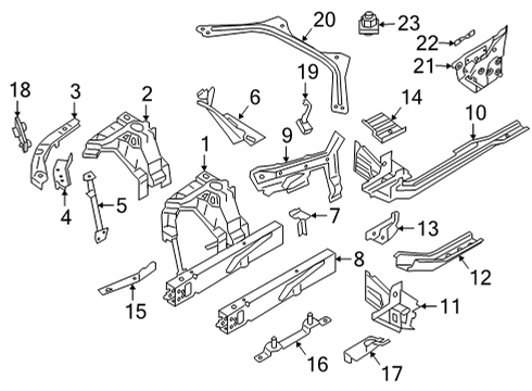 2023 BMW M440i Structural Components & Rails Diagram