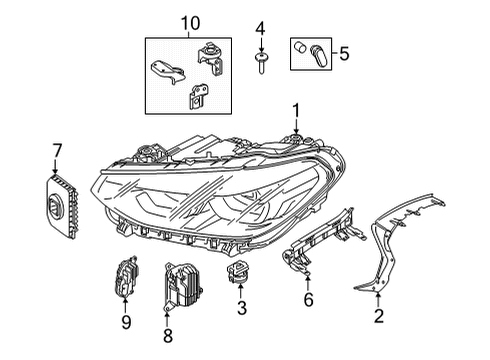 2023 BMW X3 M Headlamp Components Diagram