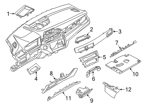 2022 BMW X1 Cluster & Switches, Instrument Panel Diagram 3