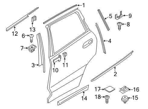 2021 BMW X4 Exterior Trim - Rear Door Diagram